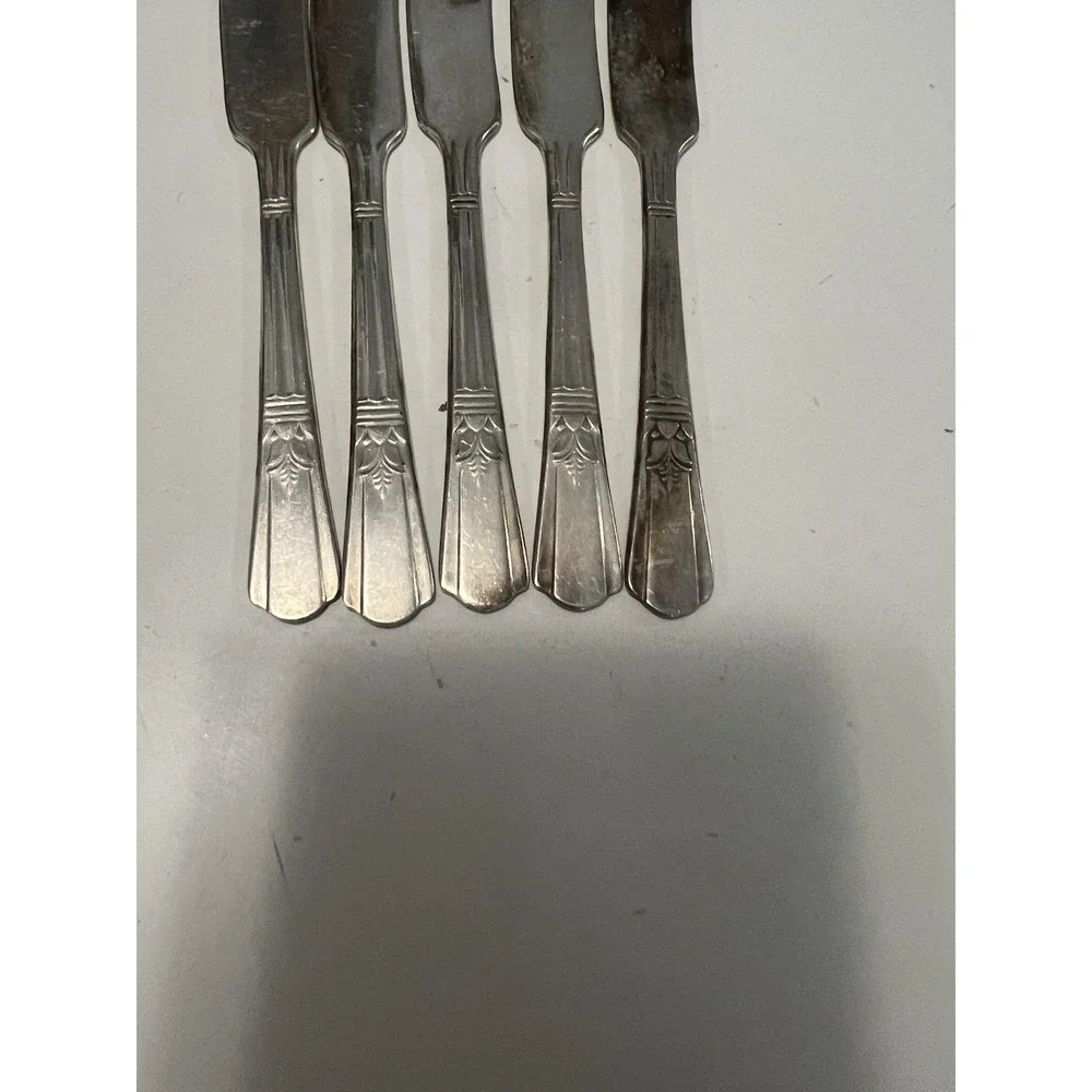 Vintage 1930s Court Silver Plate Butter Spreader Knives - Set‎ of 5